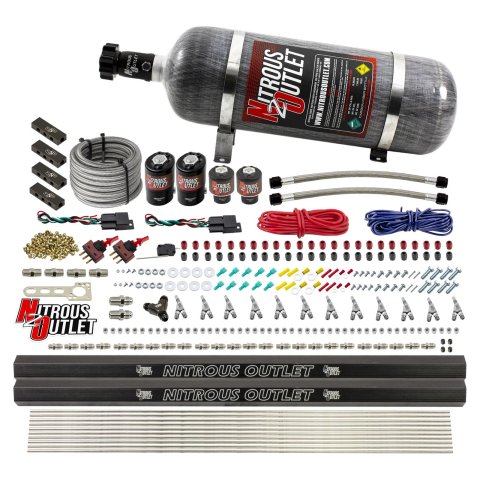 Nitrous Outlet Oxide Systems 00-10398-SBT-DS-12 DS 6 Cyl 4 Sol Direct Port Sys w/ Dist Blocks Low PSI(12Lb Bottle)(SBT Noz)