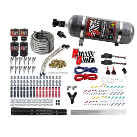 Nitrous Outlet Oxide Systems 00-10399-E85-R-SBT-DS-12 DS 6Cyl 4 Sol Direct Port Sys w/ Dual Rail E85 Hi PSI(12Lb Bottle)(SBT Noz)