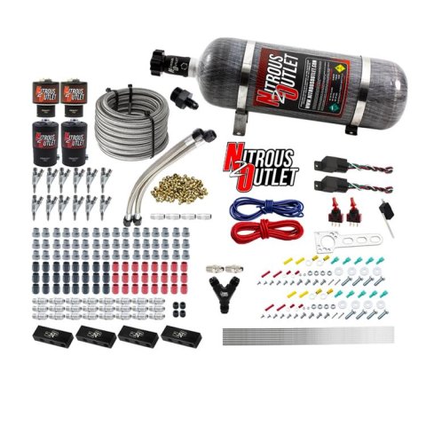 Nitrous Outlet Oxide Systems 00-10399-E85-SBT-DS-12 DS 6Cyl 4Sol Direct Port Sys w/Dist Blocks E85 Hi PSI(12Lb Bottle)(SBT Noz)