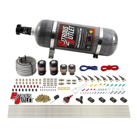 Nitrous Outlet Oxide Systems 00-10433-ALC-H-12 8 Cyl 4 Sol Racers Direct Port Sys ALC Low PSI( 12lb Bottle)(90° Noz)