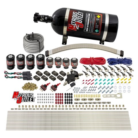 Nitrous Outlet Oxide Systems 00-10433-ALC-L-DS-10 DS 8 Cyl 8 Sol Racers Direct Port Sys ALC Low PSI(10Lb Bottle)(90° Noz)