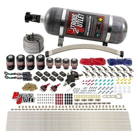 Nitrous Outlet Oxide Systems 00-10433-ALC-L-DS-12 DS 8 Cyl 8 Sol Racers Direct Port Sys ALC Low PSI(12Lb Bottle)(90° Noz)