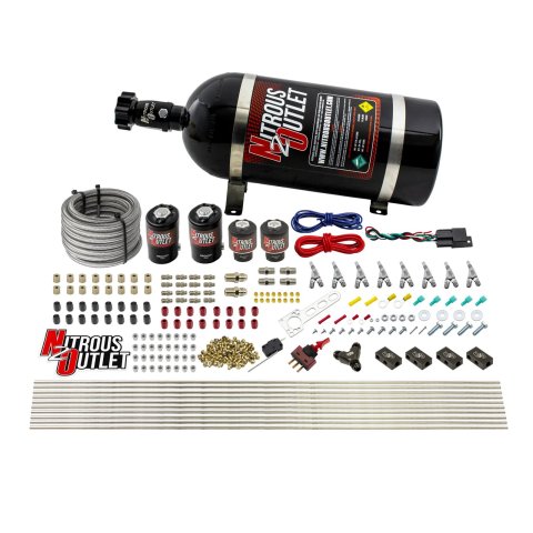 Nitrous Outlet Oxide Systems 00-10433-H-SBT-10 8 Cyl 4 Sol Racers Direct Port Sys Low PSI( 10lb Bottle)(SBT Noz)
