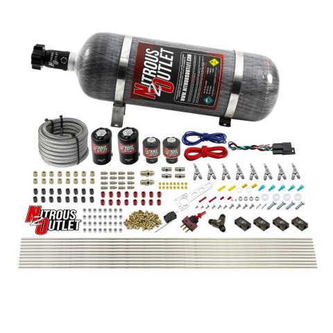 Nitrous Outlet Oxide Systems 00-10433-H-SBT-12 8 Cyl 4 Sol Racers Direct Port Sys Low PSI( 12lb Bottle)(SBT Noz)