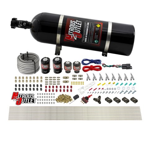Nitrous Outlet Oxide Systems 00-10433-H-SBT-15 8 Cyl 4 Sol Racers Direct Port Sys Low PSI( 15lb Bottle)(SBT Noz)