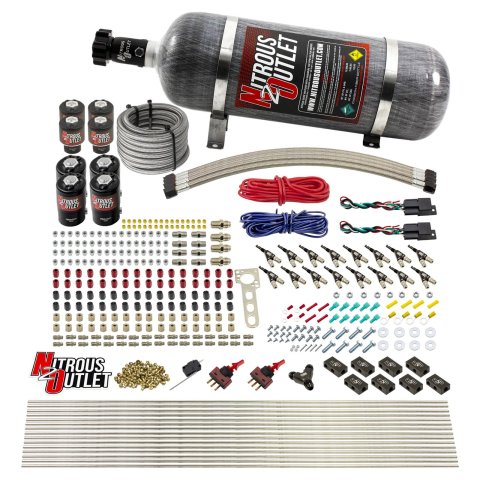 Nitrous Outlet Oxide Systems 00-10434-E85-H-DS-12 DS 8 Cyl 8 Sol Racers Direct Port Sys E85 Hi PSI(12Lb Bottle)(90° Noz)