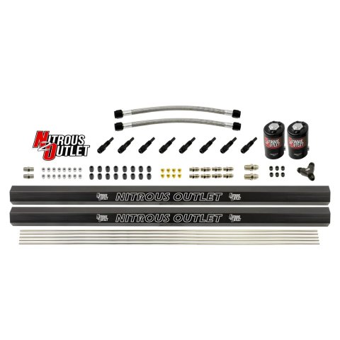 Nitrous Outlet Oxide System Conversion and Upgrade Kits 00-10456-H-R-SBT Dry EFI 8 Cyl 2 Sol Forward Plumbers Kit w/ Dual Rails SBT Noz.