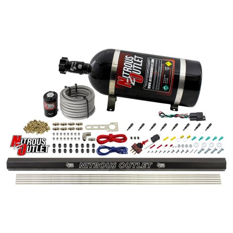 Nitrous Outlet Oxide Systems 00-10470-H-R-SBT-10 Dry EFI 8 Cyl 1 Sol Direct Port Sys w/ Single Rail (10Lb Bottle)(SBT Noz)