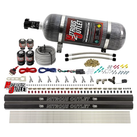 Nitrous Outlet Oxide Systems 00-10475-E85-H-R-SBT-12 8 Cyl 4 Sol Direct Port Sys w/ Dual Rails E85 Hi PSI(12Lb Bottle)(SBT Noz)