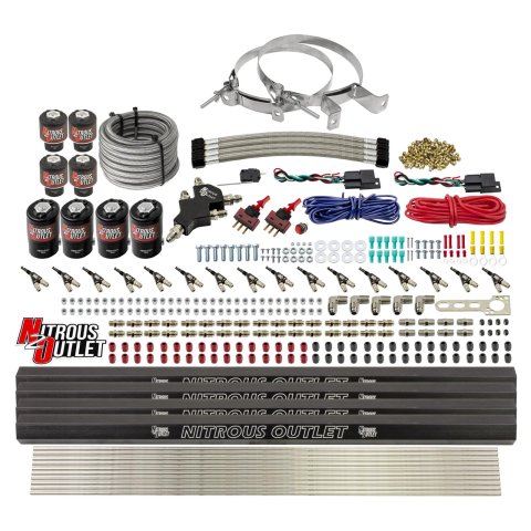 Nitrous Outlet Oxide Systems 00-10475-L-R-DS-00 DS 8 Cyl 8 Sol Direct Port Sys w/ Quad Rails Hi PSI(No Bottle)(90° Noz)