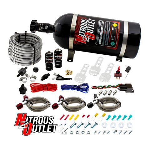 Nitrous Outlet X-Series Oxide Systems 22-80001-NO10 Systems, X-Series, Air Intake Dlivery, Wet, Max 200 hp, Includes 50-100-150, High Flow 10 lb. Bottle, Black, WOT, Fuel Injection, Kit thumbnail 1