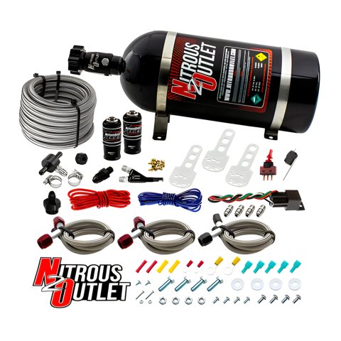Nitrous Outlet X-Series Oxide Systems 22-80001-NO10 Systems, X-Series, Air Intake Dlivery, Wet, Max 200 hp, Includes 50-100-150, High Flow 10 lb. Bottle, Black, WOT, Fuel Injection, Kit thumbnail 2