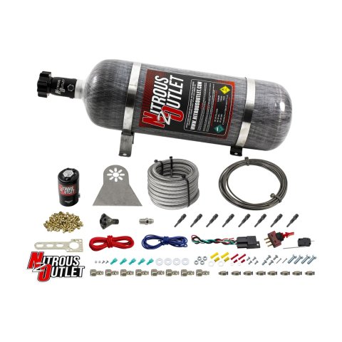 Nitrous Outlet Oxide Systems 00-10481-H-DRY-12 Systems, Dry 8 Cylinder Direct Port System - .122 Nie Discharge Nozzles (100-500HP)(12lb Bottle)