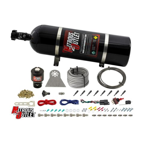 Nitrous Outlet Oxide Systems 00-10481-T-DRY-15 Systems, Dry 8 Cylinder Direct Port System - .178 Discharge Nozzles (100-600HP)(15lb Bottle)