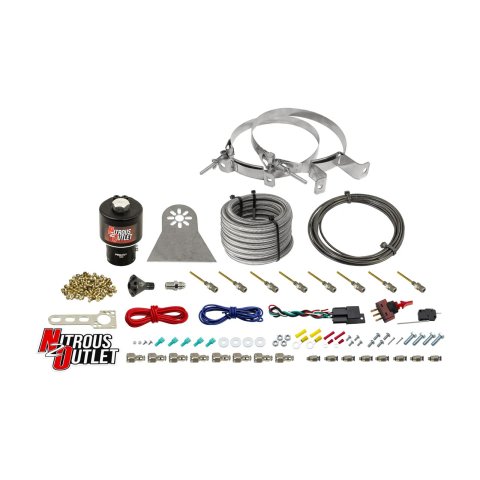 Nitrous Outlet Oxide Systems 00-10481-T-PF-DRY-00 Systems, Dry 8 Cylinder Direct Port System - .178 Trashcan Solenoids/Nylon Hose/Showerhead Distribution Blocks/Plate Fittings (1