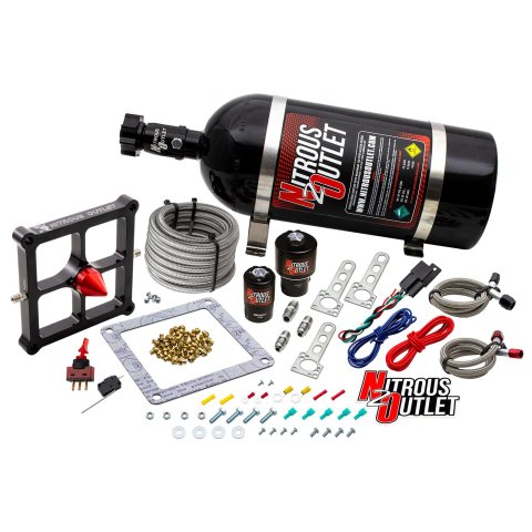 Nitrous Outlet Oxide Systems 00-10652-GEN4-10 Systems, 4500 Stinger 4 Race System - Braided Hoses/ (Gas/E85)(5-55 psi)(50-600 HP)(10lb Bottle)