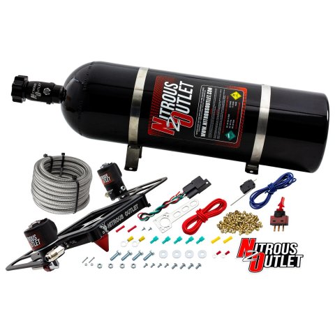 Nitrous Outlet Oxide Systems 00-10654-GEN4-15 Systems, 4500 Stinger 4 System - Hard-line/.122 Solenoid/.177 Fuel Solenoid/Boomerang Solenoid Bracket - (Gas/E85)(5-55 psi)(50-