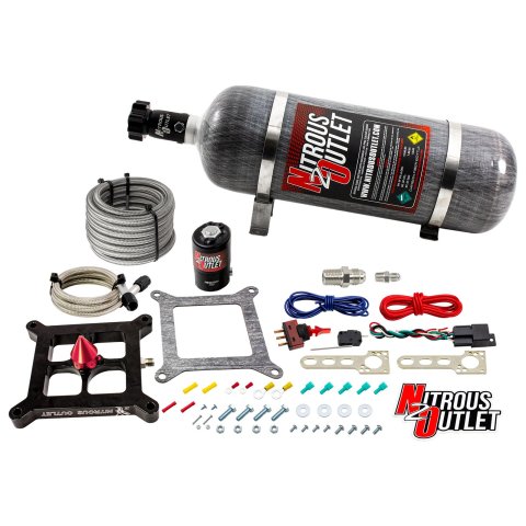 Nitrous Outlet Oxide Systems 00-10670-GEN4-12 Systems, 4150 Stinger 4 Dry System - Braided Hoses/.122 Solenoid/Universal Solenoid Bracket - (50-500 HP)(12lb Bottle)
