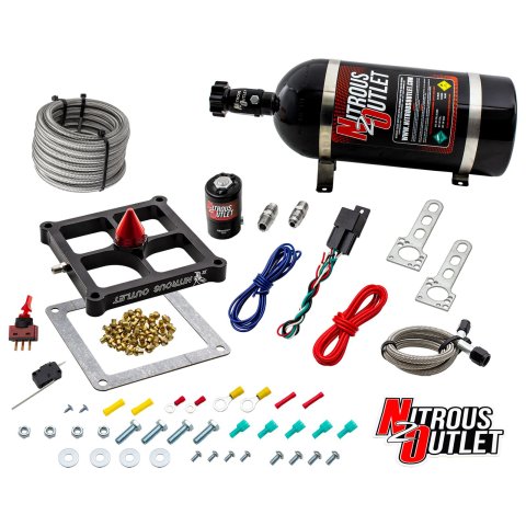 Nitrous Outlet Oxide Systems 00-10677-GEN4-10 Systems, 4500 Stinger 4 Dry System - Braided Hoses/.122 Solenoid/Universal Solenoid Bracket - (50-500 HP)(10lb Bottle)