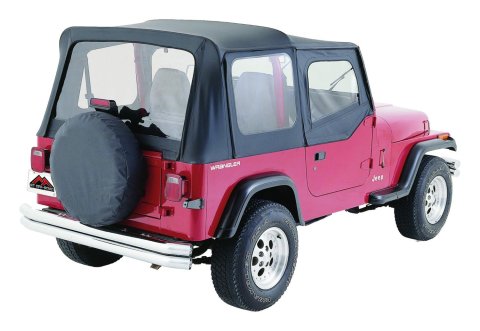 RT Off-Road Complete Soft Tops for 1987-1995 WRANGLER - CT20015 Top, Complete, Fabric, Black Denim, Clear Windows, Jeep, Each