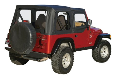 RT Off-Road Replacement Soft Tops for 1997-2006 WRANGLER - RT10315 Top, Replacement, Fabric, Black Denim, Upper Doors, Clear Windows, Jeep, Each