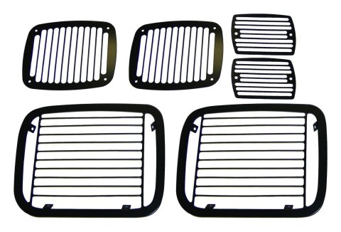 RT Off-Road Stone Guard Sets RT26034 Light Guards, Billet Style, Steel, Black, Jeep, Set of 6