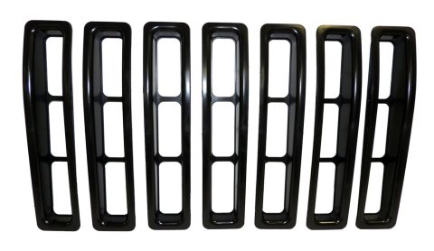 RT Off-Road Grille Inserts RT26043 Inserts, Main Position, Overlay Style, Plastic, Black, Jeep, Set of 7