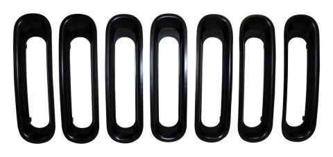 RT Off-Road Grille Inserts RT26056 Inserts, Main Position, Overlay Style, Plastic, Black, Jeep, Set of 7