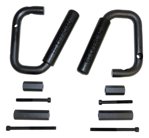 RT Off-Road Door Grab Handles RT27049 Interior Handle, Steel, Black Powdercoat, Windshield Frame, Jeep, Pair