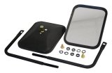 RT Off-Road Side Windshield Mirrors RT30005 View Mirrors, Replacement, Rectangular, Flat, Manual, Black Steel Housing, Jeep, Pair thumbnail 2