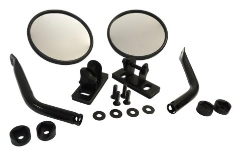 RT Off-Road Side Windshield Mirrors RT30020 View Mirrors, Replacement, Round, Flat, Manual, Black, Pair