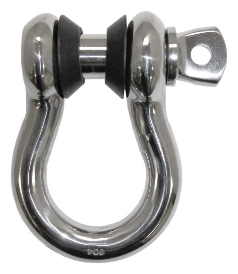 RT Off-Road D-Rings RT33004 Bow Shackle, 9,600 lbs. Rating, Stainless Steel, Polished, 0.866 in. Pin Diameter, Each