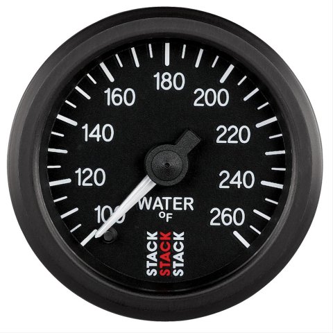 Stack Professional Stepper Motor Analog Gauges ST3308 Gauge, Pro Motor, Water Temperature, 120-260 Degrees F, 2 1/16 in, Black Face, Analog, Electrical thumbnail 1