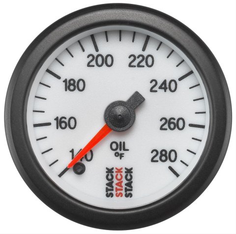 Stack Professional Stepper Motor Analog Gauges ST3360 Gauge, Stepper, Oil Temperature, 140-280 Degrees F, 2 1/16 in., Analog, White Face, Electrical thumbnail 2