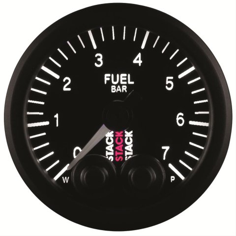 Stack Pro-Control Stepper Motor Analog Gauges ST3505 Fuel Pressure Gauge, Stepper, Analog, Electrical, 0-7 Bar, Multicolor Programmable, Black Face thumbnail 1