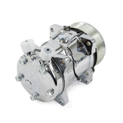 Top Street Performance Sanden Air Conditioning Compressors HC5004C Compressor, 508, Aluminum, Chrome, 7-groove, serpentine, R-134A, Each thumbnail 1