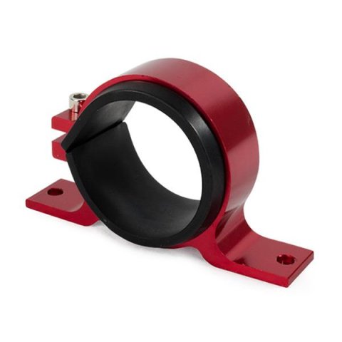 Top Street Performance Aluminum Fuel Pump Brackets JM1019R Mounting Brackets, Band Clamp, Billet Aluminum, Red Anodized, Each