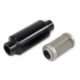 Top Street Performance Fuel Filters JM1022BK ALUMINUM INLINE FUEL FILTER WITH 40 MICRON ELEMENT, ORB-10, BLACK thumbnail 1