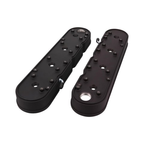 Top Street Performance Cast Aluminum 2-Piece Valve Covers JM8082-2BK Covers, Center Bolt, Tall, Finned, Aluminum, Black Anodized, with Gaskets and Mounting Hardware, Chevy, LS, Pair thumbnail 2