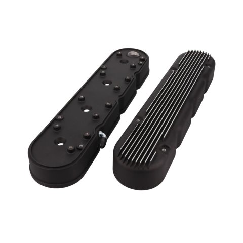 Top Street Performance Cast Aluminum 2-Piece Valve Covers JM8082-2BK Covers, Center Bolt, Tall, Finned, Aluminum, Black Anodized, with Gaskets and Mounting Hardware, Chevy, LS, Pair thumbnail 3