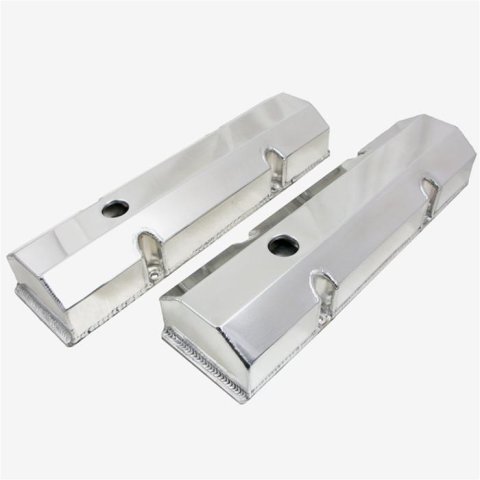Top Street Performance Fabricated Aluminum Valve Covers JM8091-8P Covers, Tall, Aluminum, Polished, with Breather Hole, Short Bolt, Chevrolet, Small Block, Pair thumbnail 2
