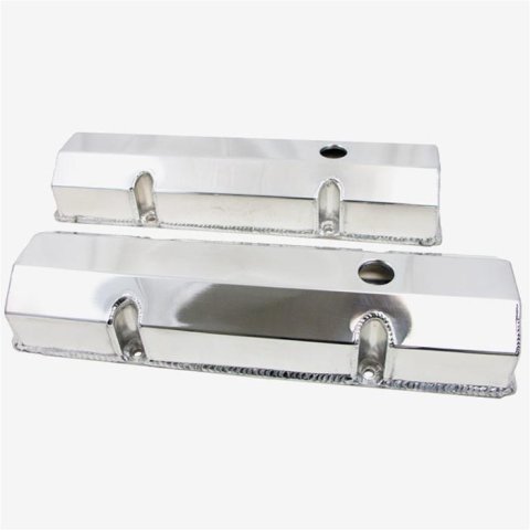 Top Street Performance Fabricated Aluminum Valve Covers JM8091-8P Covers, Tall, Aluminum, Polished, with Breather Hole, Short Bolt, Chevrolet, Small Block, Pair thumbnail 3