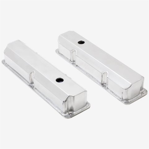 Top Street Performance Fabricated Aluminum Valve Covers JM8098-8P Covers, Tall, Aluminum, Polished, Short Bolt, Ford, Big Block FE, Pair thumbnail 1