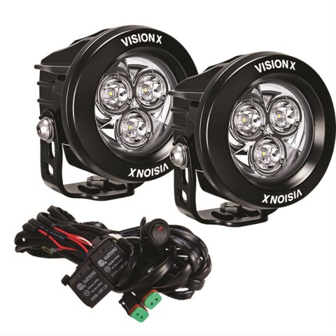 Vision X LED Cannon Series Auxiliary Lights 9912158 Lights, Canon Series, Multi-LED Driving, 3.7 in.Round, Black Housing, Clear Lens, 42 watts, Pair thumbnail 2