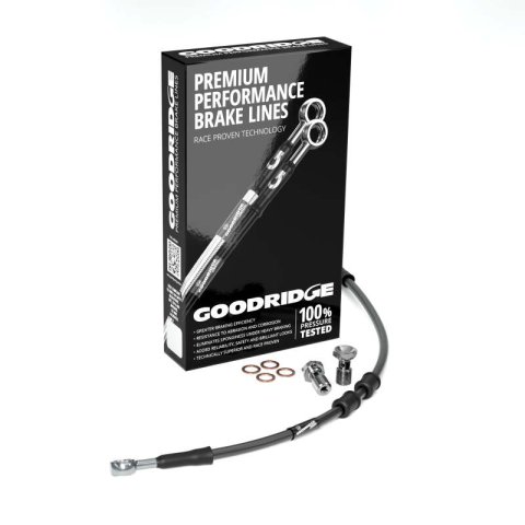 Goodridge 14-15 HD FXDBB/FXDBP Drag Bar (w/ABS) +10in Black Brake Line Kit w/SS Fittings