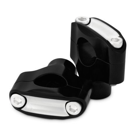 Burly Brand Reaper Riser Clamp 2-Bolt 1-1/2in Tall for 1in Bar, Set - Black Machined thumbnail 1