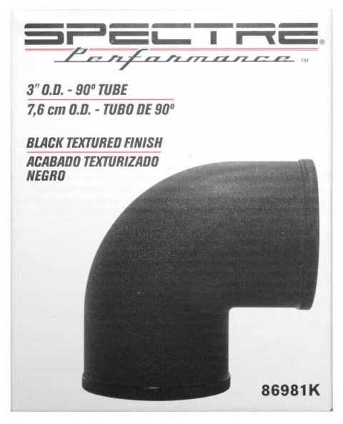 Spectre Tube Intake 3in od 90 Degree - Black thumbnail 5