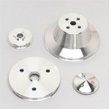 March Performance Chevy V-Belt Pulley Kits 6010 Set, V-Belt, Aluminum, Clear Powdercoated, Chevy, Small Block, Short Water Pump, Set of 3 thumbnail 1
