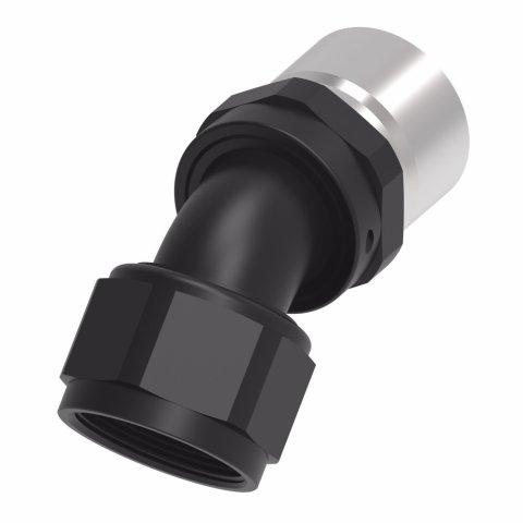 Fitting - Hose End - StreetLite - 45 Degree - 16 AN Hose to 16 AN Female - Swivel - Aluminum - Black Anodized - Each