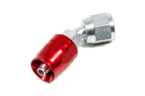Fitting - Hose End - AQP/Startlite - 45 Degree - 4 AN Hose to 4 AN Female - Aluminum / Steel - Red Anodized / Silver - Each